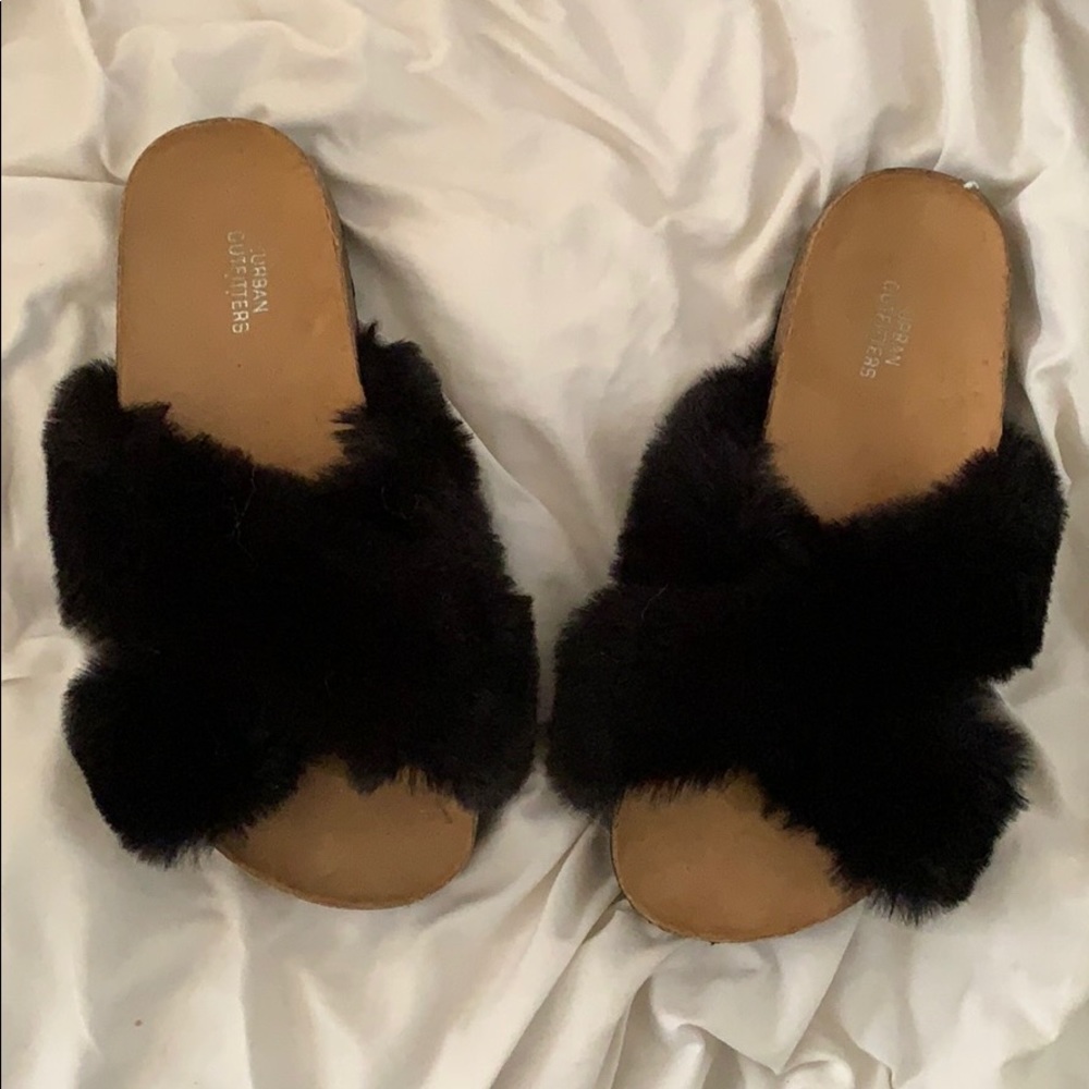 Urban Outfitters furry slides
